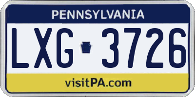 PA license plate LXG3726