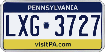 PA license plate LXG3727