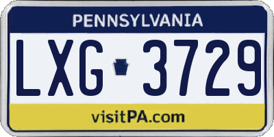 PA license plate LXG3729