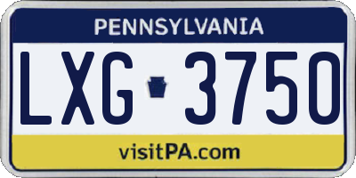 PA license plate LXG3750