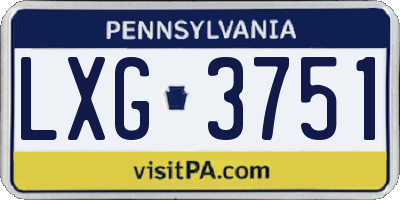 PA license plate LXG3751