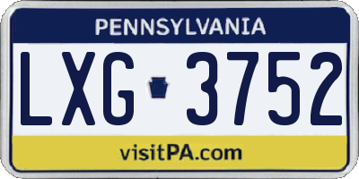 PA license plate LXG3752