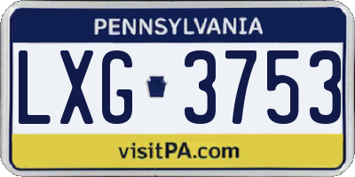 PA license plate LXG3753