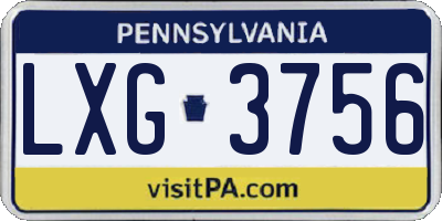 PA license plate LXG3756