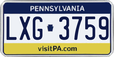 PA license plate LXG3759