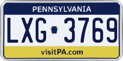 PA license plate LXG3769