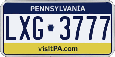 PA license plate LXG3777