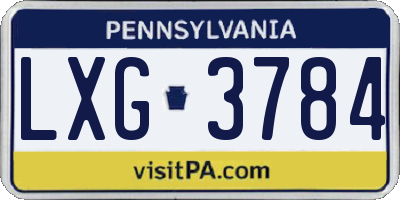 PA license plate LXG3784