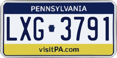 PA license plate LXG3791