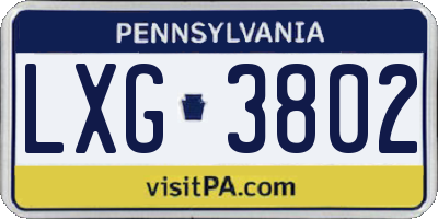 PA license plate LXG3802