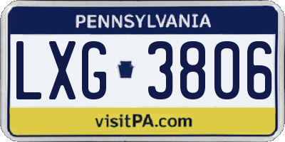 PA license plate LXG3806