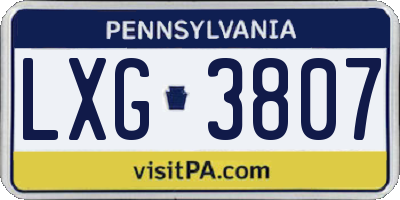PA license plate LXG3807