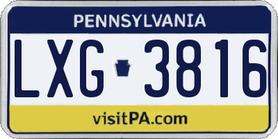 PA license plate LXG3816