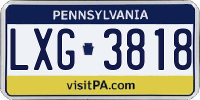 PA license plate LXG3818