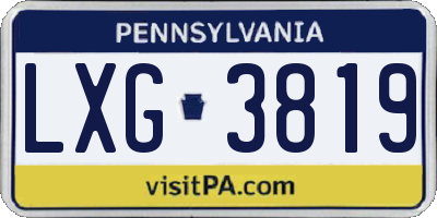 PA license plate LXG3819