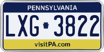 PA license plate LXG3822