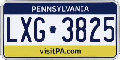 PA license plate LXG3825