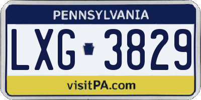 PA license plate LXG3829