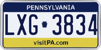 PA license plate LXG3834