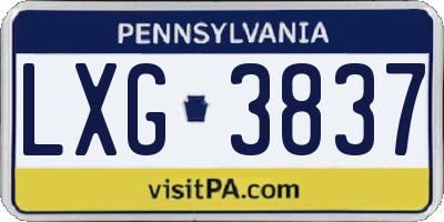 PA license plate LXG3837