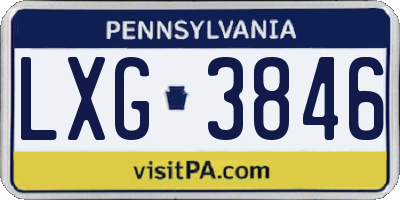 PA license plate LXG3846