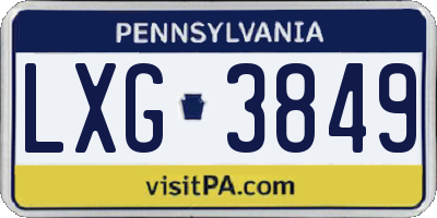 PA license plate LXG3849