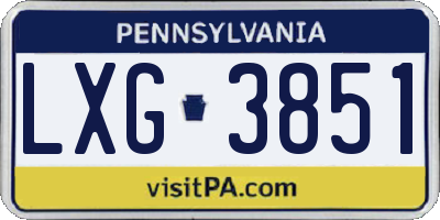 PA license plate LXG3851