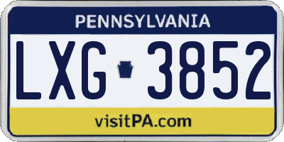 PA license plate LXG3852