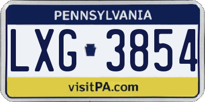 PA license plate LXG3854