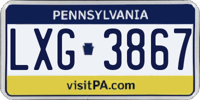 PA license plate LXG3867