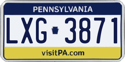 PA license plate LXG3871