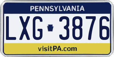 PA license plate LXG3876