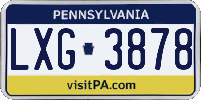 PA license plate LXG3878