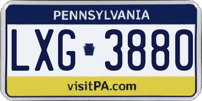 PA license plate LXG3880