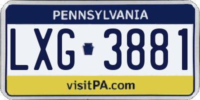 PA license plate LXG3881