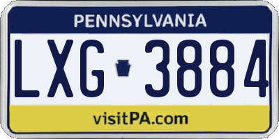 PA license plate LXG3884