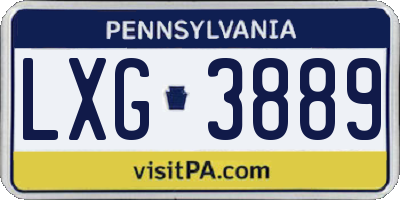 PA license plate LXG3889