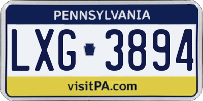 PA license plate LXG3894