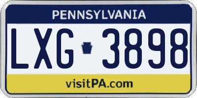 PA license plate LXG3898