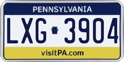 PA license plate LXG3904