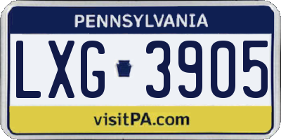 PA license plate LXG3905