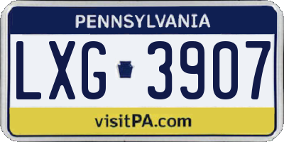 PA license plate LXG3907