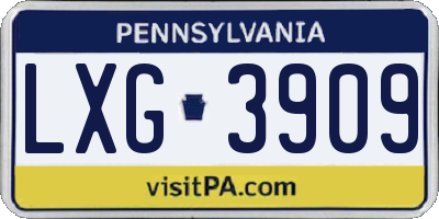PA license plate LXG3909