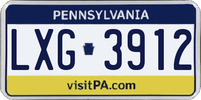 PA license plate LXG3912