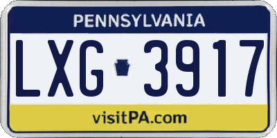 PA license plate LXG3917