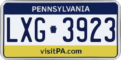 PA license plate LXG3923