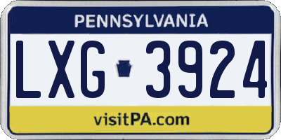 PA license plate LXG3924