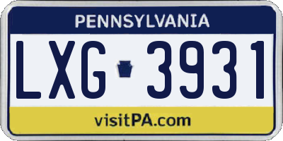 PA license plate LXG3931