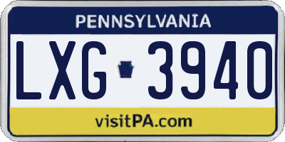 PA license plate LXG3940