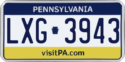 PA license plate LXG3943
